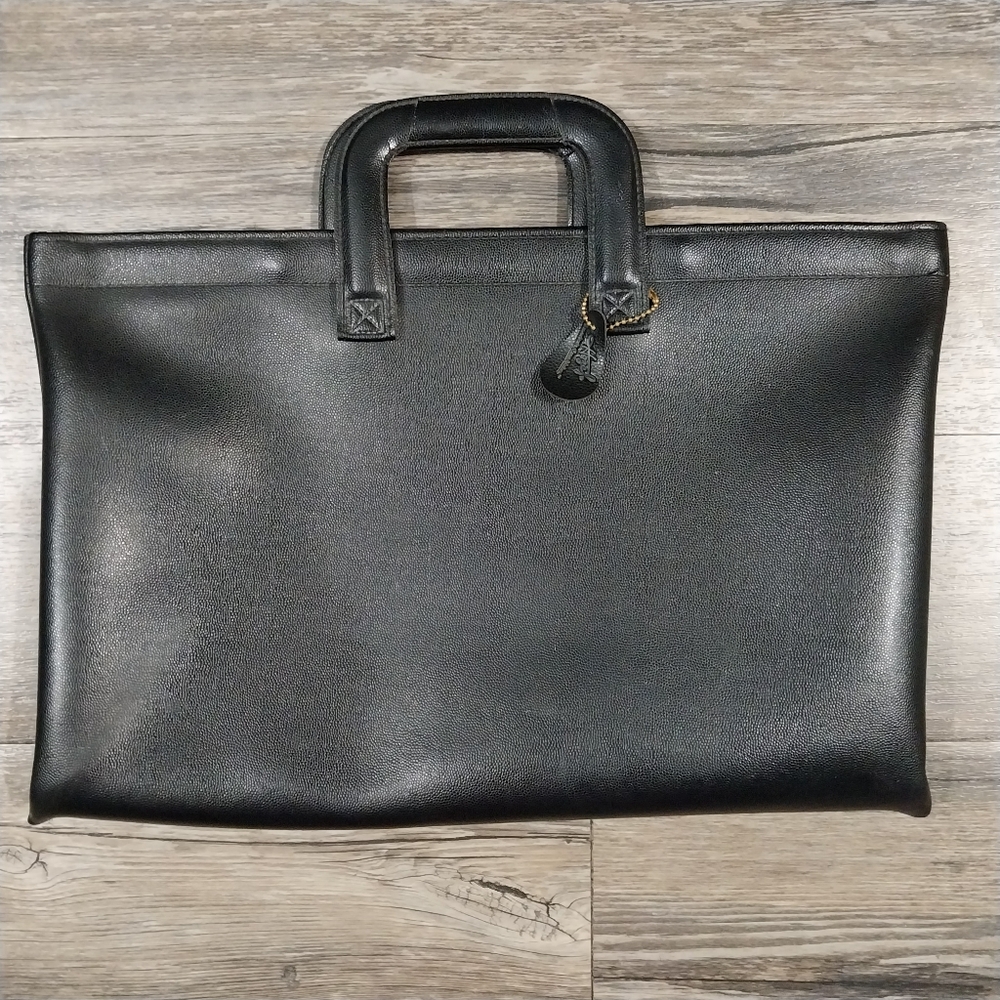 Hazel Faux Vegan Leather Portfolio Laptop Case Black Document Case